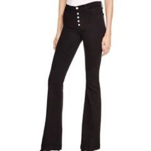 J Brand Maria Flare Jeans In Super Black Button Fly